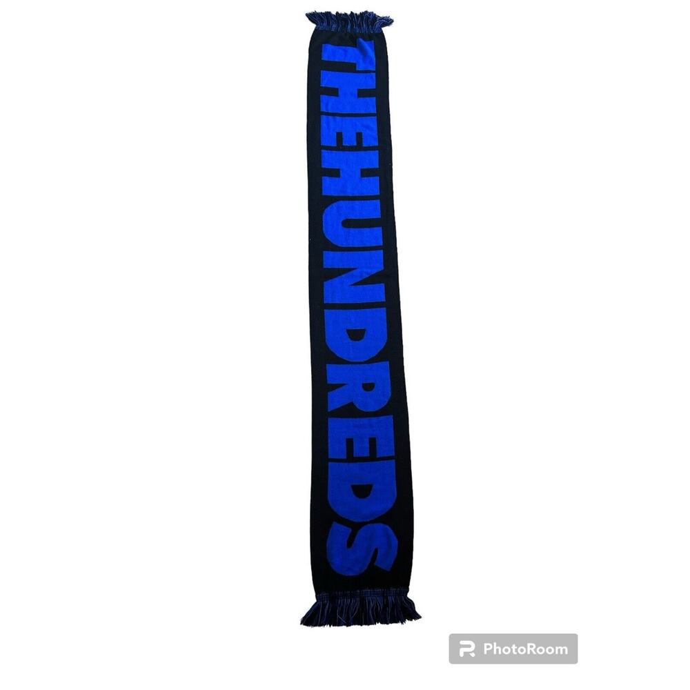 The Hundreds Blue‎ Black Tassel Scarf Logo One Size Reversible